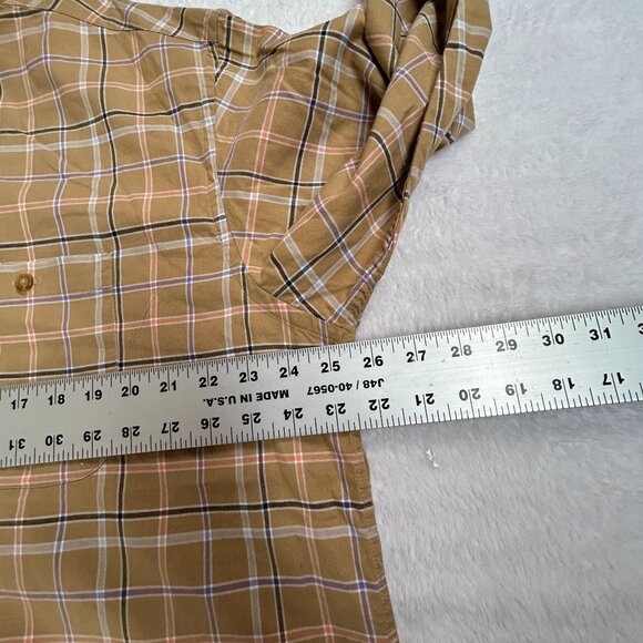 Cabelas Mens Plaid Button-Down Shirt Large Regular Tan Long Sleeve Casual Pocket - Picture 7 of 8